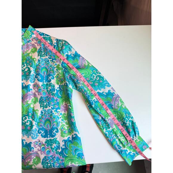 Vintage Hand Woven 100% Thai Silk Kaftan Dress S/M Mandarin Collar Psychedelic - Picture 13 of 14